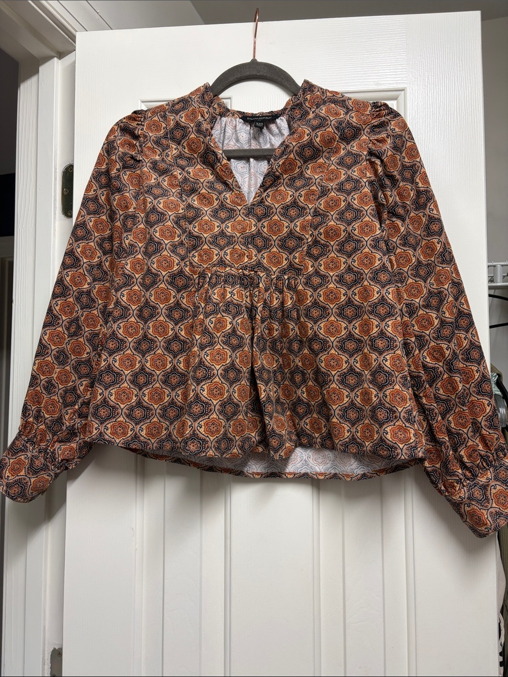 Banana Republic Corduroy Peasant Blouse - Rust Multi